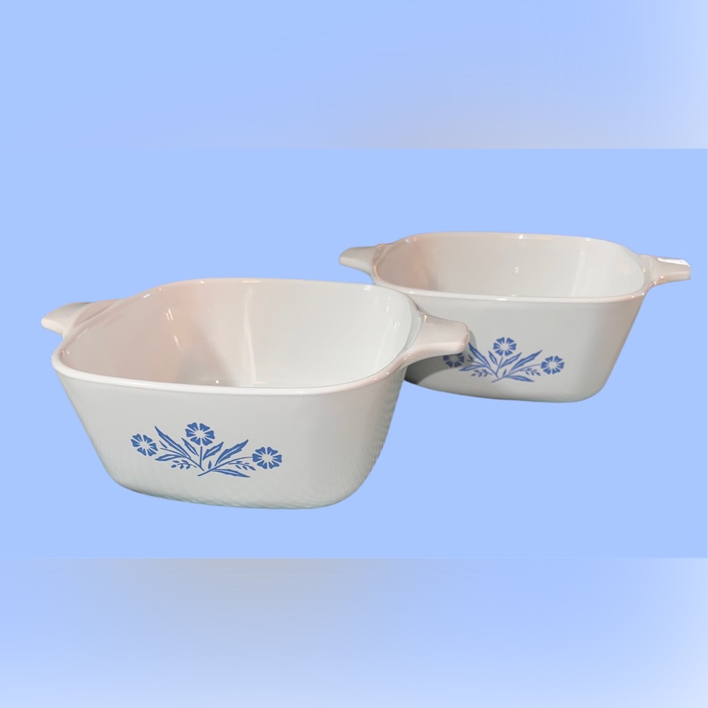 2 Vintage CorningWare Cornflower 2 3/4 Cup Casserole Dishes P-43-B